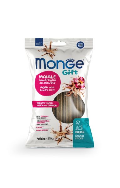 Monge Gift Dog  Dental Sticks – Maiale con Artiglio Del Diavolo – Medium – Maxi Puppy and Junior