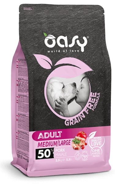 Oasy GRAIN FREE FORMULA • Adult Medium/Large Maiale