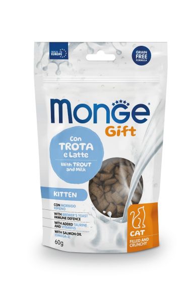 Monge Gift Cat Filled and Crunchy – Accrescimento con Trota e Latte – Kitten