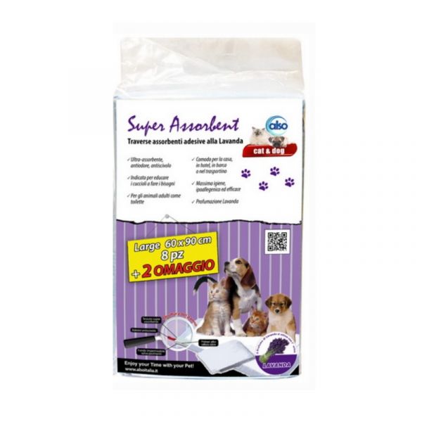 Also Traverse Super Assorbenti Lavanda 60x90 da pz 8 pezzi+2 omaggio