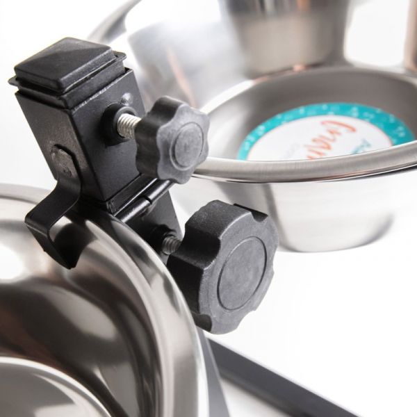 AqpetFriends Upper Doppia Ciotola In Acciaio Inox Con Supporto Regolabile Ad H