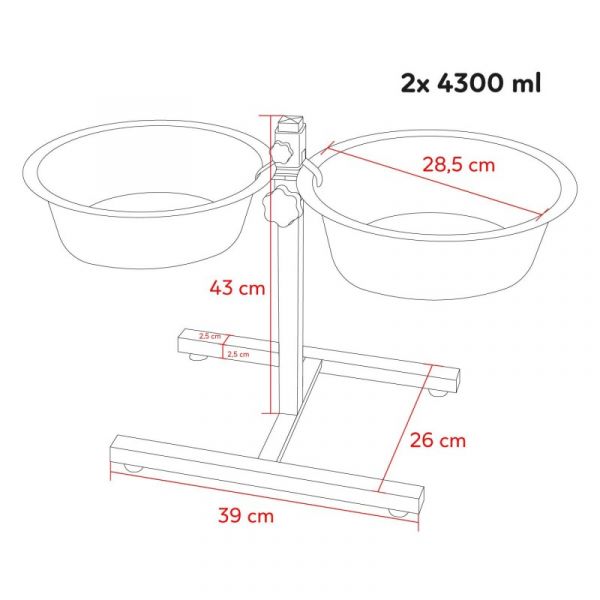 AqpetFriends Upper Doppia Ciotola In Acciaio Inox Con Supporto Regolabile Ad H