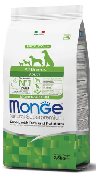 Monge All Breeds Adult Coniglio con Riso e Patate 2,5kg