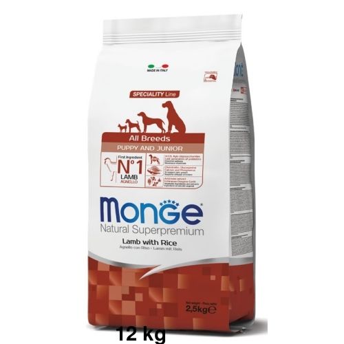 Monge Natural Superpremium All Breeds Cane Puppy&Junior Agnello con Riso 12kg