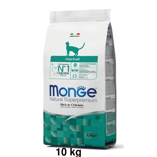 Monge Natural Superpremium Gatto Hairball Pollo 10kg