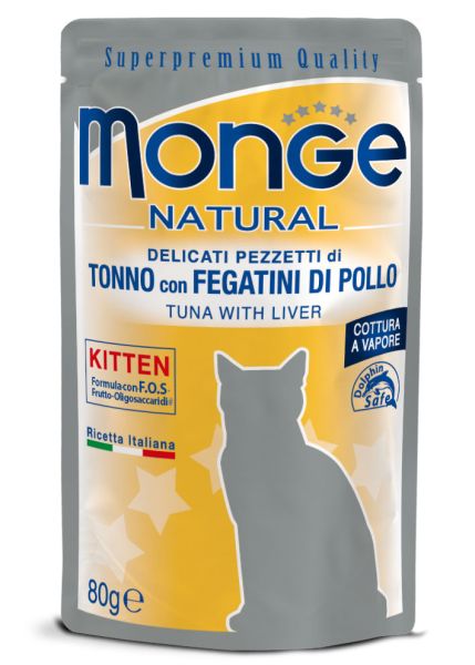 Monge Natural Superpremium Busta Gatto Tonno con fegatini di pollo Kitten 80g