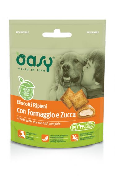 Oasy Cane Adulto Biscotti Ripieni Formaggio e Zucca 80g