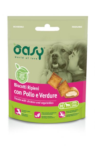 Oasy Cane Adulto Biscotti Ripieni Pollo e Verdure 80g