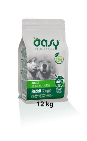 Oasy One Protein Secco Cane Adulto Medium/Large Coniglio 12kg