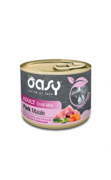 Oasy Grain Free Umido Cane Adulto Small/Mini Maiale 200g