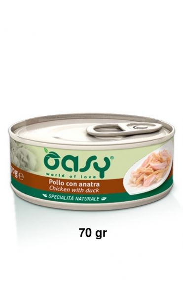 Oasy Specialità Naturale Umido Gatto Lattina Pollo con Anatra 70g