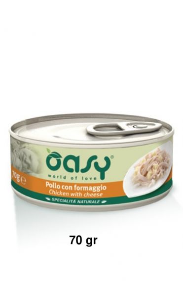 Oasy Specialità Naturale Umido Gatto Lattina Pollo con Formaggio 70g