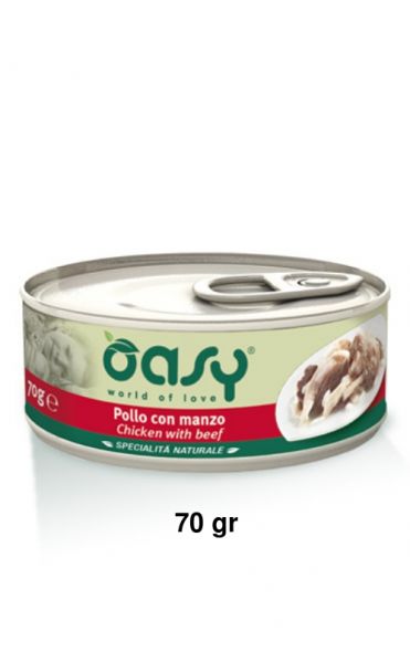 Oasy Specialità Naturale Umido Gatto Lattina Pollo con Manzo 70g