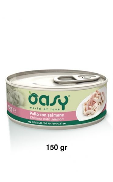 Oasy Specialità Naturale Umido Gatto Lattina Pollo con Salmone 150g