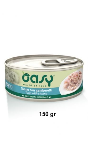 Oasy Specialità Naturale Umido Gatto Lattina Tonno con Gamberetti 150g