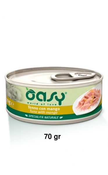 Oasy Specialità Naturale Umido Gatto Lattina Tonno con Mango 70g