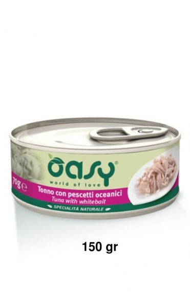 Oasy Specialità Naturale Umido Gatto Lattina Tonno con Pescetti Oceanici 150g