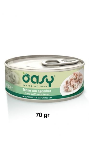 Oasy Specialità Naturale Umido Gatto Lattina Tonno con Sgombro 70g
