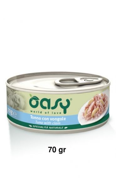 Oasy Specialità Naturale Umido Gatto Lattina Tonno con Vongole 70g