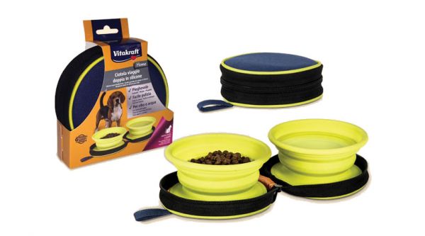 Vitakraft Ciotola Doppia in Silicone da Viaggio