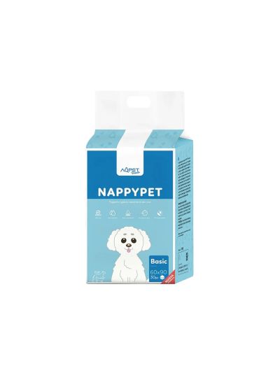 AqpetFriends Nappy Pet Basic Tappetino Assorbente Con Strisce Adesive 30 pz 60x90