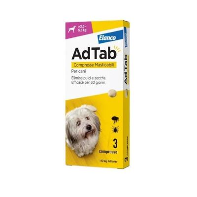 ADTAB Per Cani 2,5-5,5 kg 3 Compresse Masticabili 112 mg Rosa