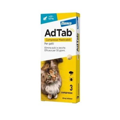 ADTAB Per Gatti 2-8 Kg 3 Compresse Masticabili 48 mg Azzurro