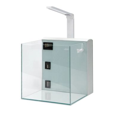 Aqpet Kubic 50 Rear Kit Vasca In Vetro Extrachiaro Con Filtro Posteriore e Luce LED Integrata 50x50x50cm Bianco