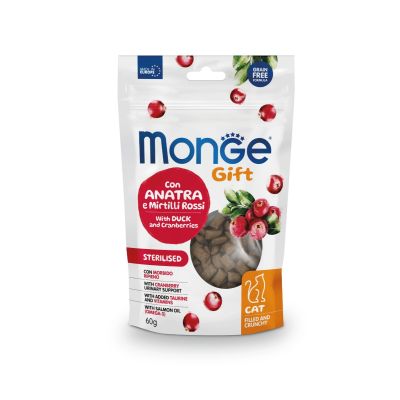 Monge Gift Cat Filled and Crunchy – Sterilised con Anatra e Mirtilli rossi – Adult