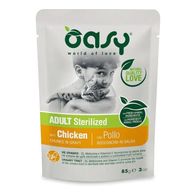 Oasy BOCCONCINI IN SALSA • Adult Sterilized con Pollo 85 gr