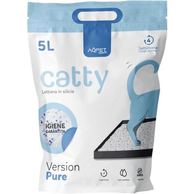 AQPet Catty Pure Lettiera in Silicio Gatti Sabbia Assorbente 5L