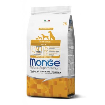 Monge  All Breeds Adult Monoprotein Tacchino con Riso e Patate 12 kg