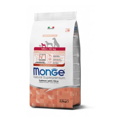 Monge Natural Superpremium Monoprotein Cane Mini Puppy&Junior Salmone con Riso 2,5kg