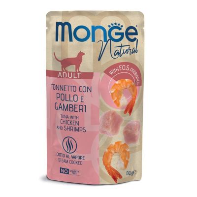 Monge Natural Superpremium Busta Gatto Tonnetto con Pollo e Gamberi 80g