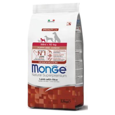 Monge Natural Superpremium Monoprotein Cane Mini Puppy&Junior Agnello con Riso 2,5kg