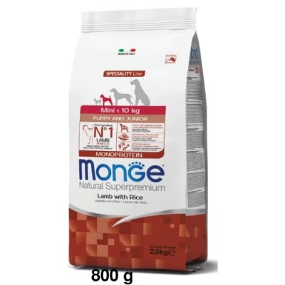 Monge Natural Superpremium Monoprotein Cane Mini Puppy&Junior Agnello con Riso 800g