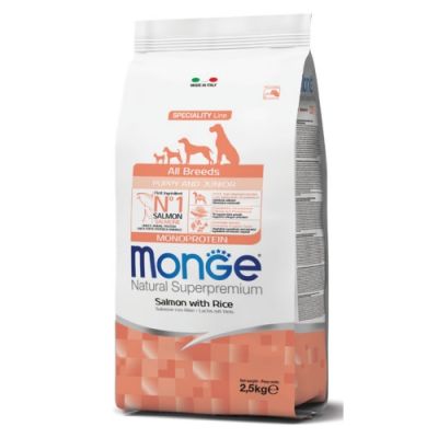 Monge Natural Superpremium All Breeds Monoprotein Cane Puppy&Junior Salmone con Riso 2,5kg