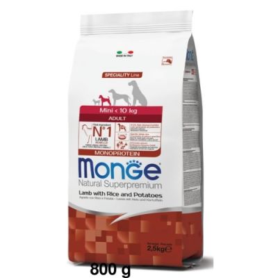 Monge Natural Superpremium Monoprotein Cane Adulto Mini Agnello con Riso&Patate 800g