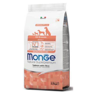 Monge Natural Superpremium All Breeds Monoprotein Cane Adulto Salmone con Riso 2,5kg