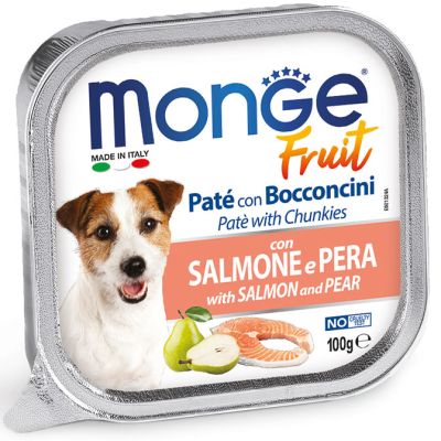 Monge Fruit Cane Adulto Paté Con Bocconcini Salmone e Pera 100g