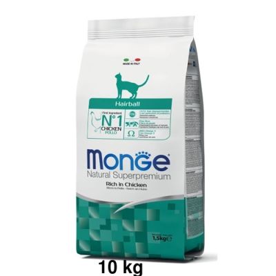 Monge Natural Superpremium Gatto Hairball Pollo 10kg