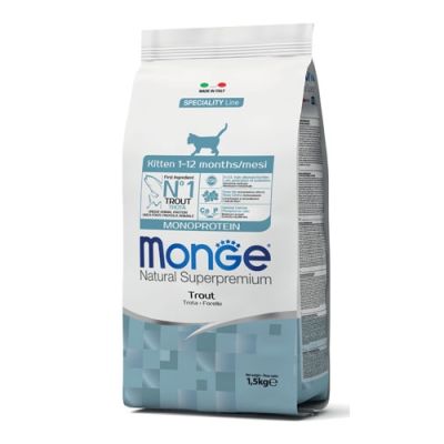 Monge Natural Superpremium Monoprotein Gatto Kitten Trota 1,5kg