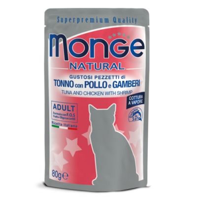 Monge Natural Superpremium Busta Gatto Tonno con Pollo e Gamberi 80g