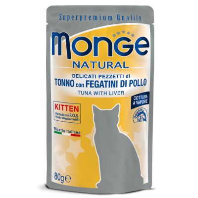 Monge Natural Superpremium Busta Gatto Tonno con fegatini di pollo Kitten 80g