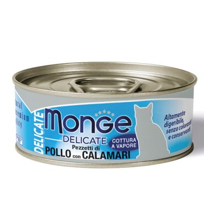 Monge Delicate Gatto Adulto Pezzetti di Pollo con Calamari 80g