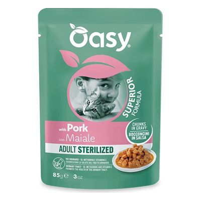 Oasy BOCCONCINI IN SALSA SUPERIOR FORMULA • Adult Sterilized con Maiale 85 gr
