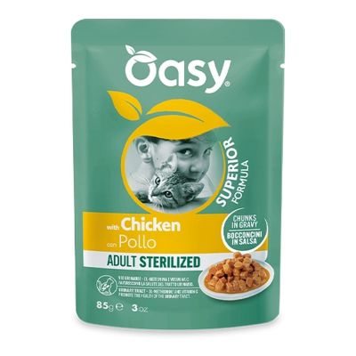 Oasy BOCCONCINI IN SALSA • Adult Sterilized con Pollo 85 gr