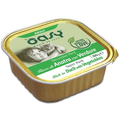 Oasy Delizioso Paté Umido Gatto Adulto Anatra con Verdure 100g