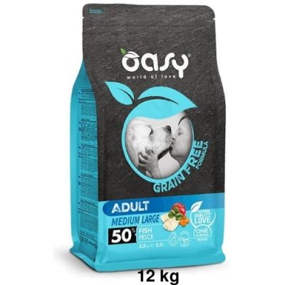 Oasy Grain Free Secco Cane Adulto Medium/Large Pesce 12kg