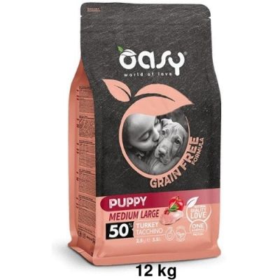 Oasy Grain Free Secco Cane Puppy Medium/Large Tacchino 12kg